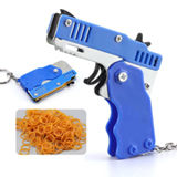 Folding alloy rubber band pistol toy