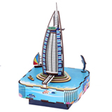 IT-60: Burj Al Arab building model - 3D Three-dimensional Wooden Puzzle Music Box