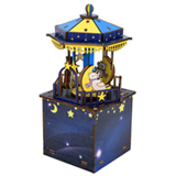 IT-65: Good Night Carousel Clockwork Music Box - 3D Three-dimensional Wooden Puzzle
