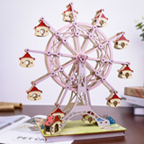 IT-66: Penguin Ferris Wheel Clockwork Music Box - 3D Three-dimensional Wooden Puzzle